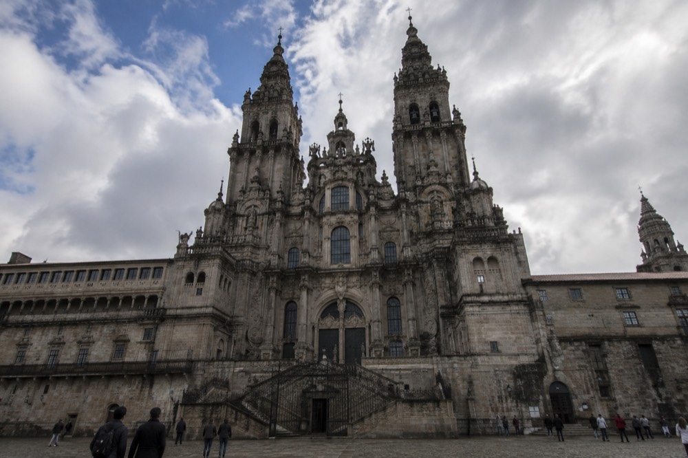 Ribbed stone vaulting inside the Gelmirez Palace hall in Santiago de Compostela