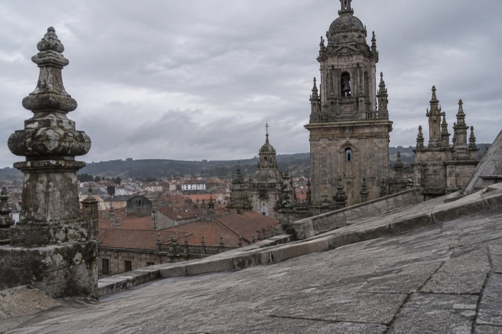 The Berenguela clock tower rising above the Cathedral rooftops