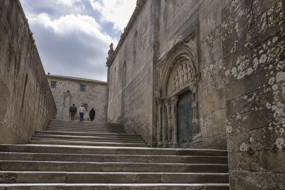 The walled Holy Door on the Praza da Quintana facade of Santiago de Compostela Cathedral