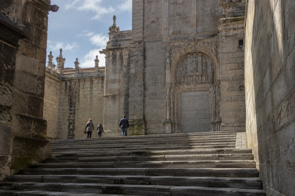 The sealed Holy Door on the east side of the cathedral above the Quintana square steps