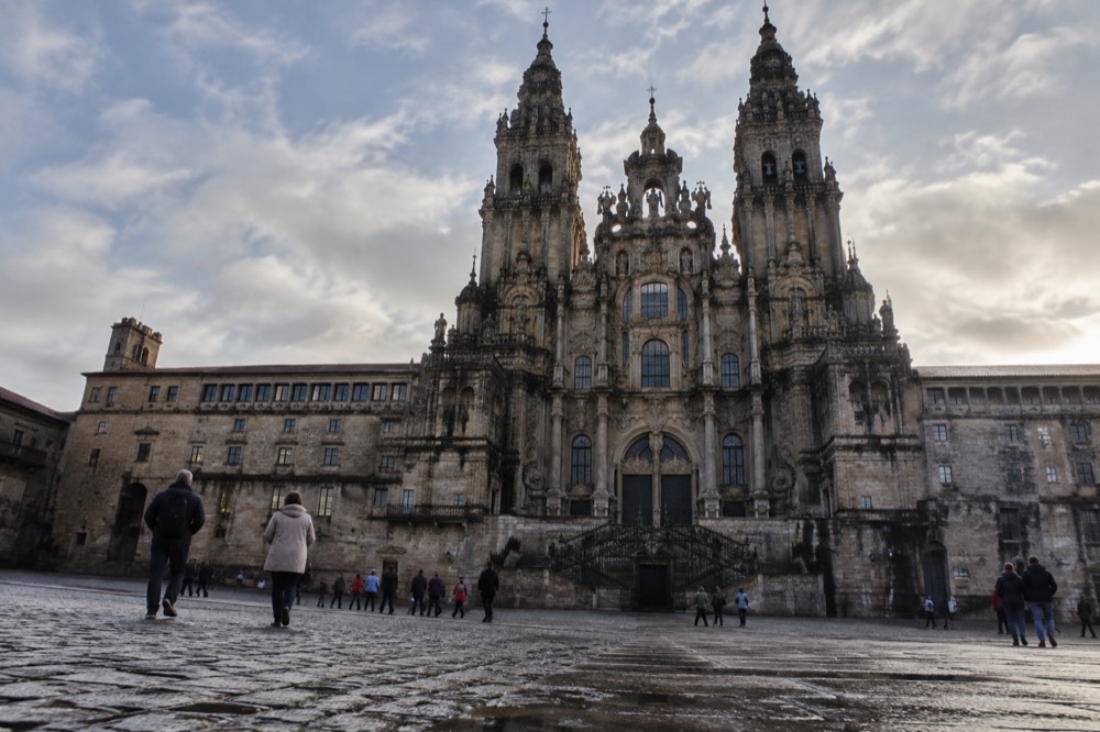 Worshippers gathered for a service inside Santiago de Compostela Cathedral